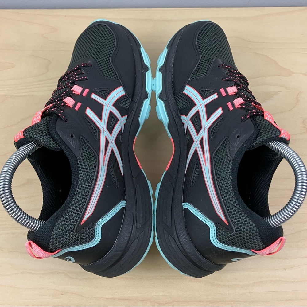 ASICS Women's Black with Coral & Mint Trail Running Shoes - Picture 6 of 10